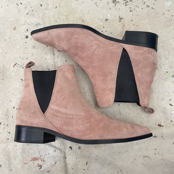 & Other Stories Cotton Candy Pink Suede Ankle Chelsea Boots Winklepickers 40/9 - Picture 2 of 8